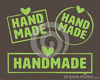 collection of HANDMADE labels Vector Illustration