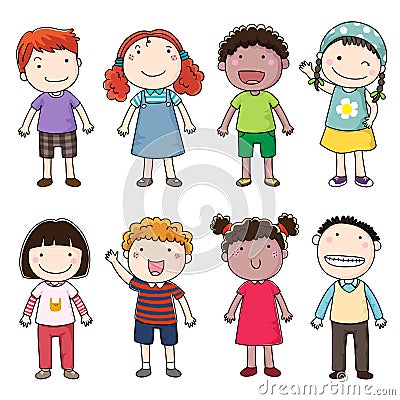 Collection of happy children Vector Illustration