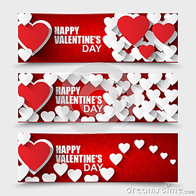 Collection Happy Valentines Day banners Vector Illustration