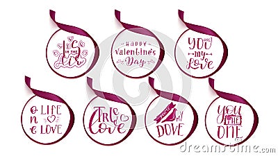 Valentine Hand Lettering Title Vector Illustration