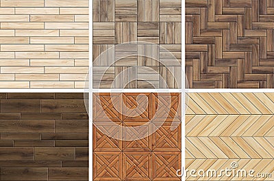 Collection of high resolution wooden parquet patterns. Seamless textures of different wood Stock Photo