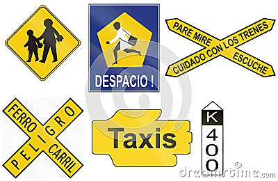 Collection of historical road signs of Argentina Stock Photo