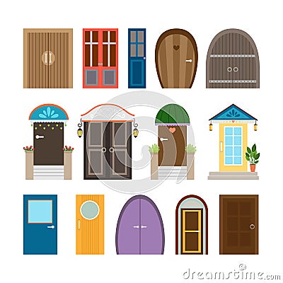 Collection of house doors vector design illustration Vector Illustration