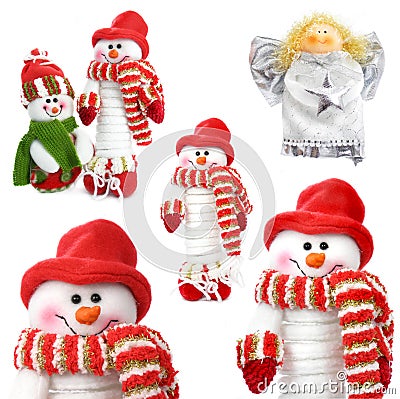 Collection of ï¿½hristmas snowman isolated Stock Photo