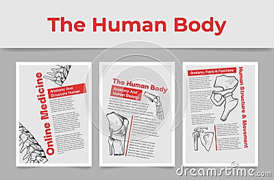 Collection human body anatomy online medicine poster vector engraved illustration Vector Illustration