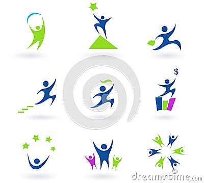 Collection of human business and success icons Vector Illustration
