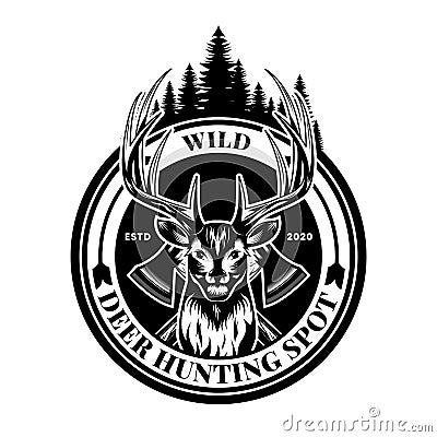 The logo of the Deer Cap deer hunter Vector Illustration