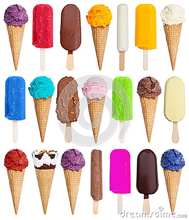 Collection of ice cream ice-cream icecream square variety stick Stock Photo