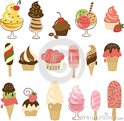 Collection of Ice Cream Vector Illustration