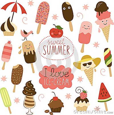 Collection of Ice Cream Vector Illustration