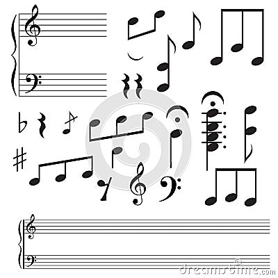 Collection icons music note Vector Illustration