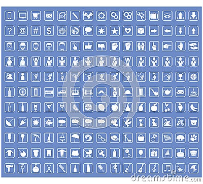 Collection of icons signs and symbols, vector illustration Vector Illustration