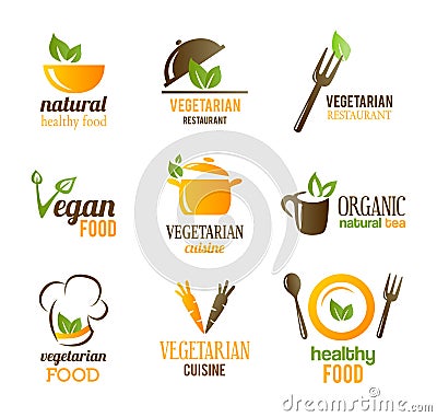 Vegetarian Food Icons Vector Illustration