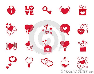 Collection icons for valentines day Vector Illustration