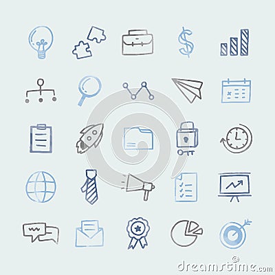 Collection of illustrated business icons Vector Illustration