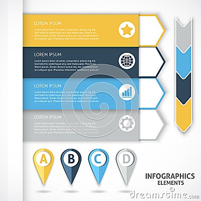 Collection infographics elements. Colorful arrows. Vector Illustration