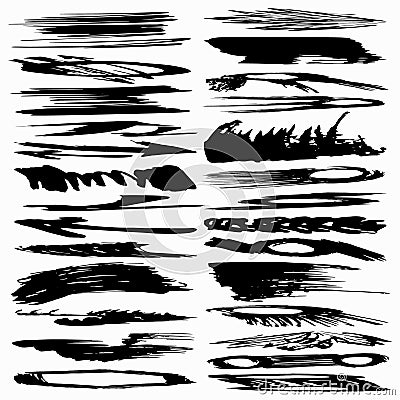 A collection of ink strokes brush lines stains for your design Vector Illustration