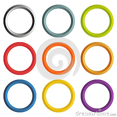 Collection of 9 isolated circle frames with white copyspace Vector Illustration