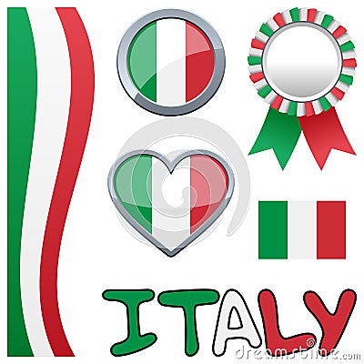 Italy Italian Patriotic Set Vector Illustration