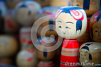 Collection of Japanese wooden souvenirs Editorial Stock Photo