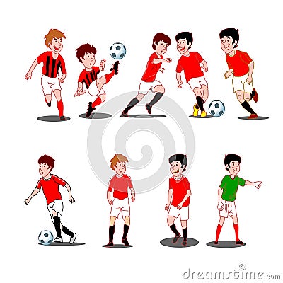 Collection of kids playing soccer Stock Photo
