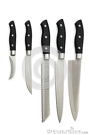 Collection of kitchen knives Stock Photo