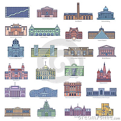 Collection of landmarks for traveling and tourism Vector Illustration