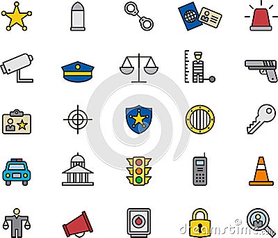 Collection of Law and Justice Icons Vector Illustration