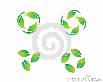 Collection Leaf rotation logo design concept, leaf swirl. Nature logo template Stock Photo