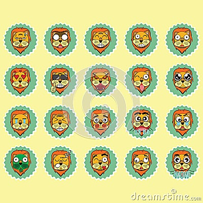 collection of lion expressions. Vector illustration decorative design Vector Illustration