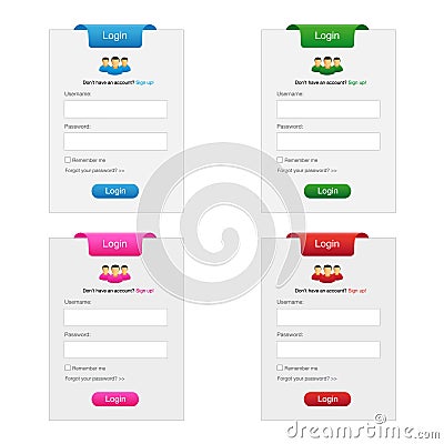 Collection of login forms Vector Illustration