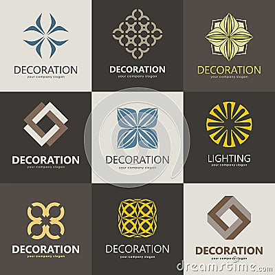 A collection of logos for interior, furniture shops, companies make furniture, decor items and home decoration. Vector Illustration