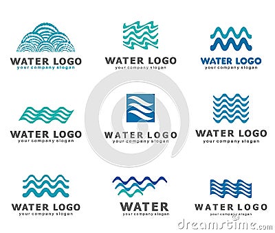 A collection of logos for water and plumbing. Water Association. Icons in vector Vector Illustration