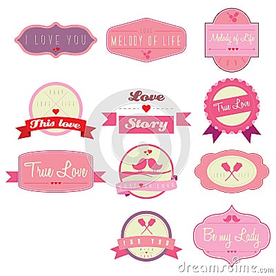 Collection of love labels. Vector illustration decorative background design Cartoon Illustration