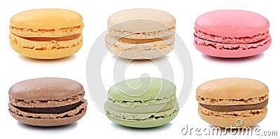 Collection of macarons macaroons cookies collection dessert from Stock Photo