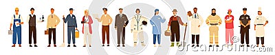 Collection of men and women of various occupations or profession wearing professional uniform - construction worker Vector Illustration