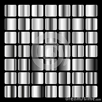 Collection metallic and Silver gradient illustration. Set Silver gradients. Golden squares collection. Silver background Vector Illustration