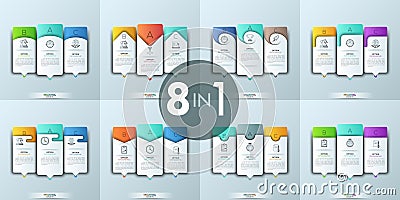 Collection of 8 modern infographic templates Vector Illustration