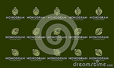 collection of monogram logos and investment or growth logos Vector Illustration