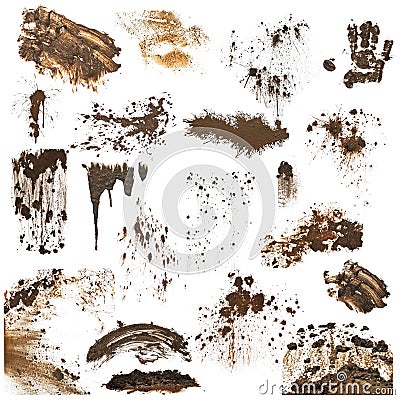 Collection of mud splatters Stock Photo