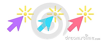 Collection multicolored arrow cursor click mouse link isometric 3d icon vector illustration Vector Illustration