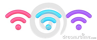 Collection multicolored wi fi internet access decorative design template 3d icon vector illustration Vector Illustration