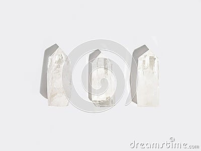 Collection natural crystals quartz on white background Stock Photo