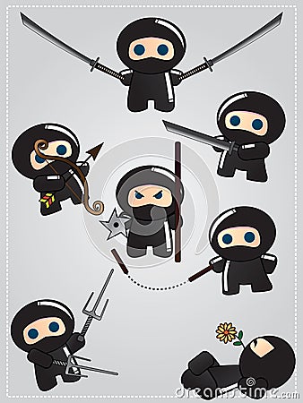 Collection of ninja weapon Vector Illustration