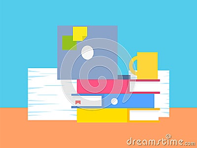 Collection of Office Stuff Vector Illustration Vector Illustration