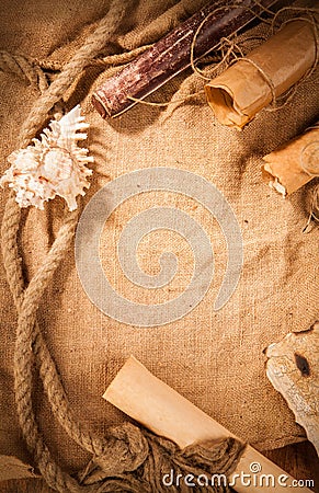 Collection of old antique scrolls Stock Photo