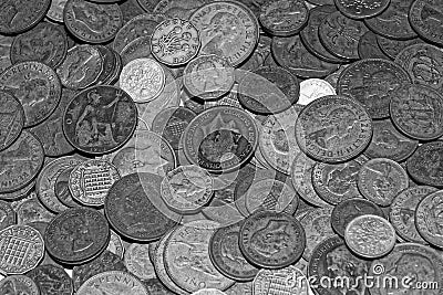 Collection of Old British Coins Editorial Stock Photo