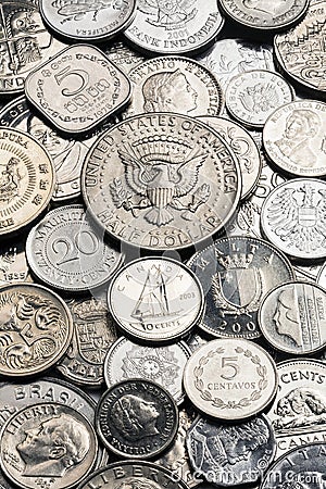 Collection of old Silver Coins Editorial Stock Photo