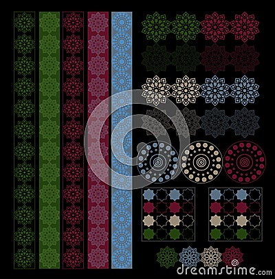 Collection orient arabic texture design with borders Vector Illustration