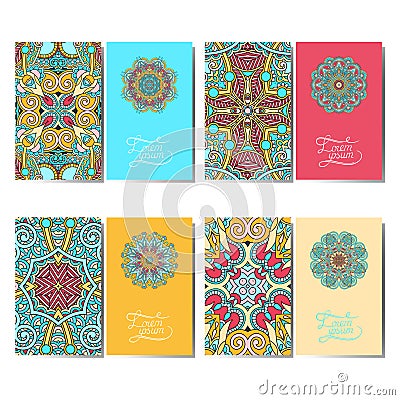 Collection of ornamental floral business cards, Vector Illustration